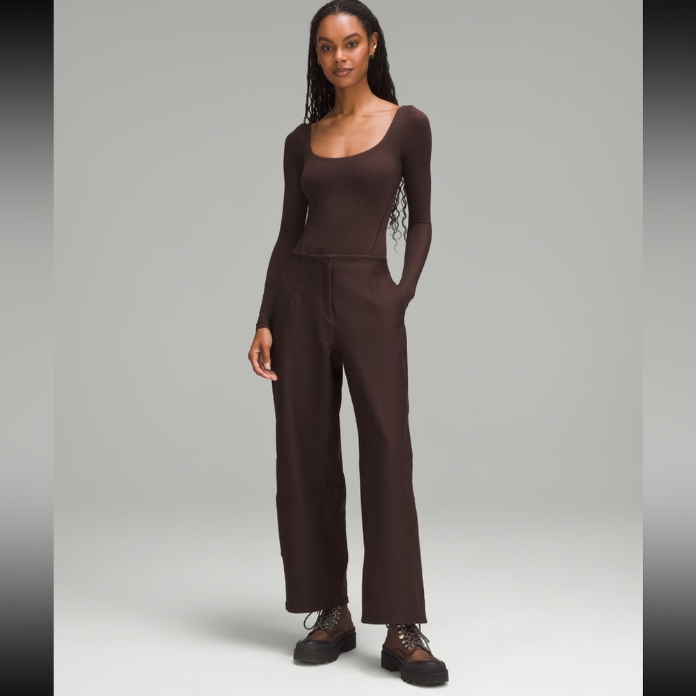 Lululemon Wundermost ultra soft nulu square neck long sleeve bodysuit Brown L. - Picture 2 of 7